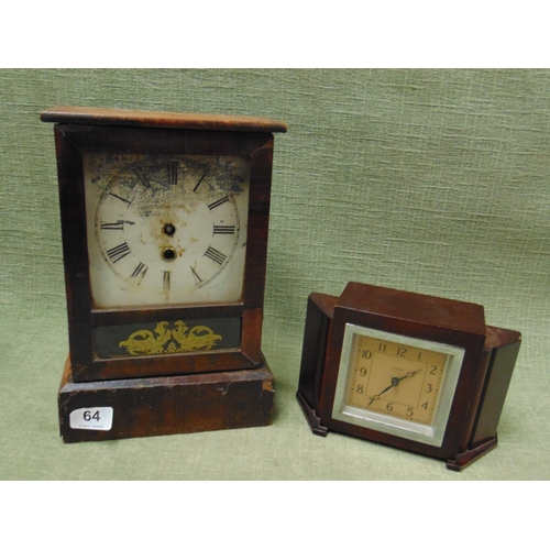 64 - Antique American mantle clock, together with an Enfield mantle clock (2).