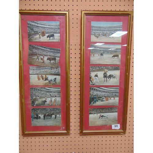 99 - Ten framed and glazed Bullfighting postcards.