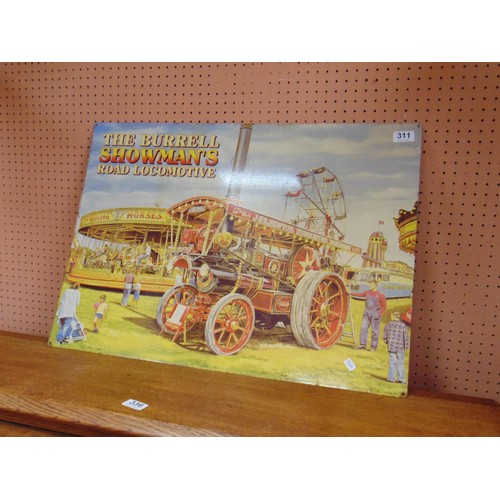 311 - Trevor Mitchell, reproduction enamel Burnell Showman's road locomotive sign. 20 x 27.5