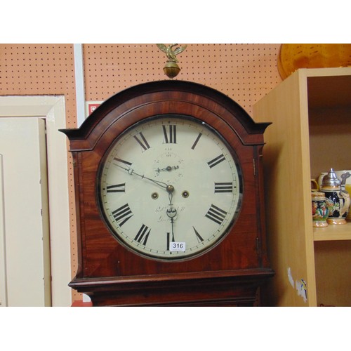 316 - Robert Reskel, Liverpool, Mahogany dome topped cased 8 day long case clock, Brass eagle mount, ename... 