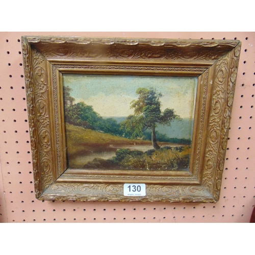 130 - Small framed oil painting, country scene. 6 x 8