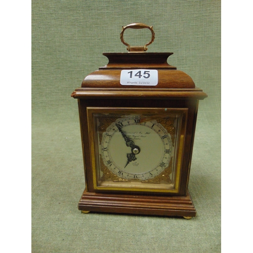 145 - Garrard & Co London , mantle clock , having gilt and silvered dial with Roman numerals.