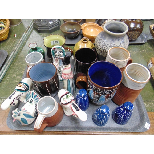 258 - Tray of Llangollen studio pottery.