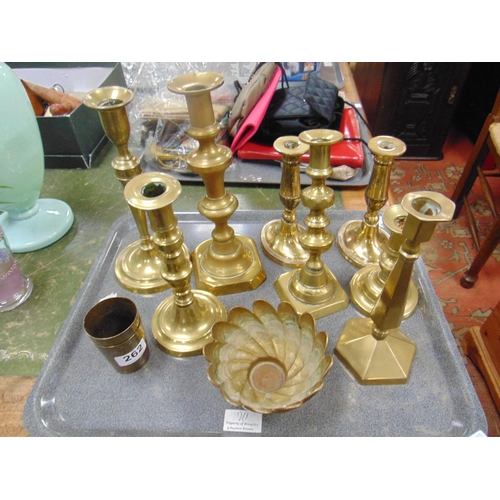 262 - Tray of brassware.