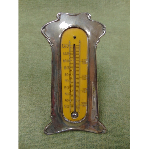 3 - Art Nouveau Silver framed thermometer, Chester 1904.