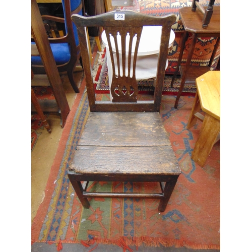 315 - Antique oak country made chair.