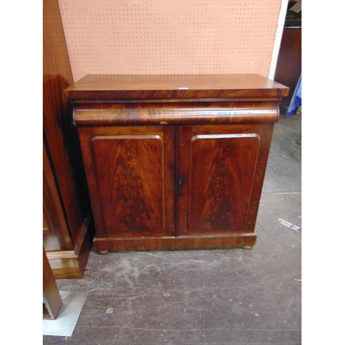 343 - 19th century chiffonier, cushion moulded long drawer , above pair of panel doors , shelf lined inter... 