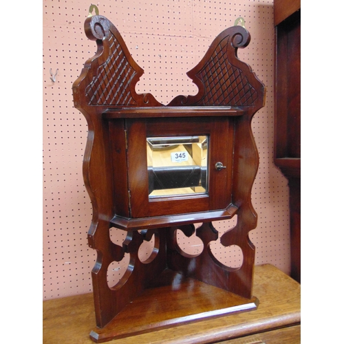 345 - Mahogany mirrored door corner cupboard.