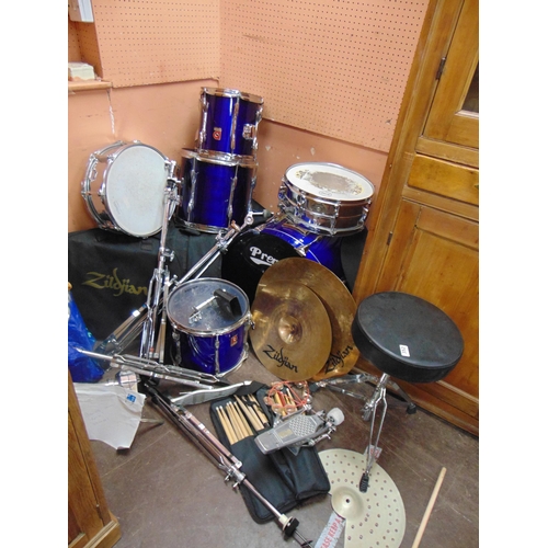 352 - Premier drum kit, hardware and cymbals, 1979/80 , hand made and having extra snare drum.