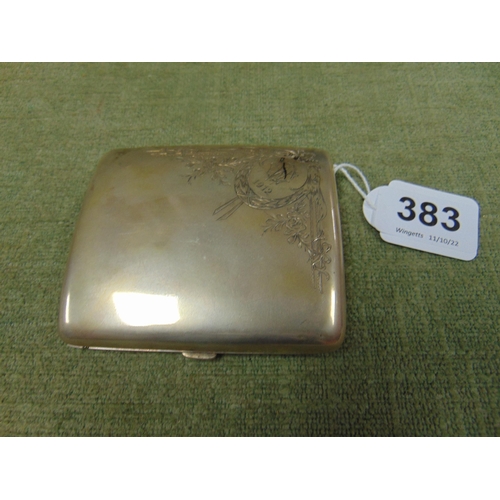 383 - Silver German cigarette case, having gilt interior, by George Kramer 800  standard and engraved date... 