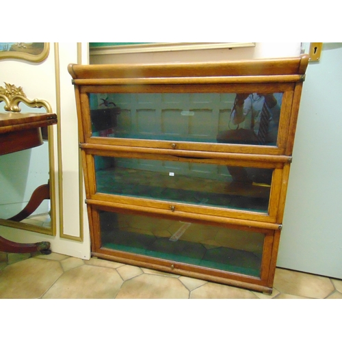 385 - Globe Wernicke oak three section bookcase.