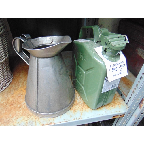 393 - Small Jerry can and an oil jug (2).