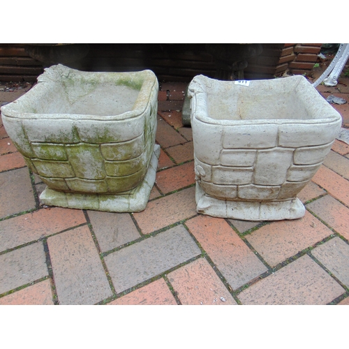 411 - Pair of square form garden planters, each 10