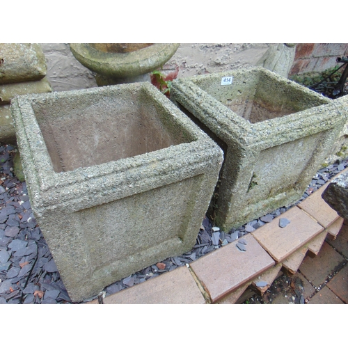 414 - Pair of square form garden planters, each 12