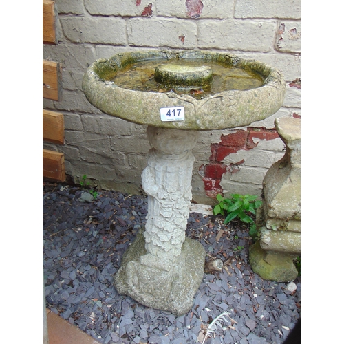 417 - Modern stoneware garden bird bath, having foliate decoration , 30