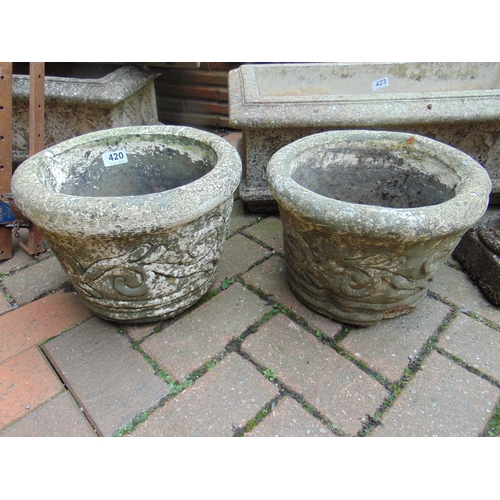 420 - Pair of modern stoneware garden planters, each 8