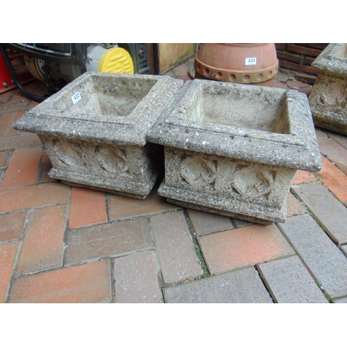 422 - Pair of square form garden planters, each 8