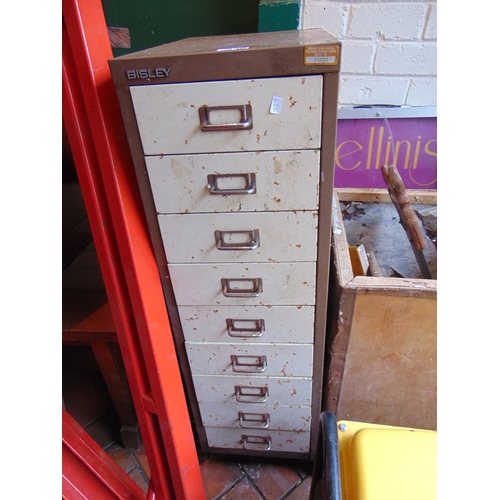 430 - Bisley 9 drawer metal filing cabinet. 37 x 11 x 16