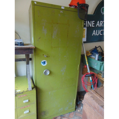 438 - Industriana, single door metal cupboard. 72 x 30 x 18