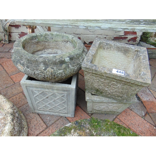 448 - Two modern stoneware garden planters , and two others, (4).