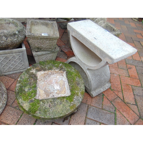 450 - Garden stoneware pedestal and three stands, (4).