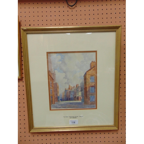 116 - W.H.Davies, framed and glazed water colour, The Rows Watergate street Chester. Signed lower right. 9... 