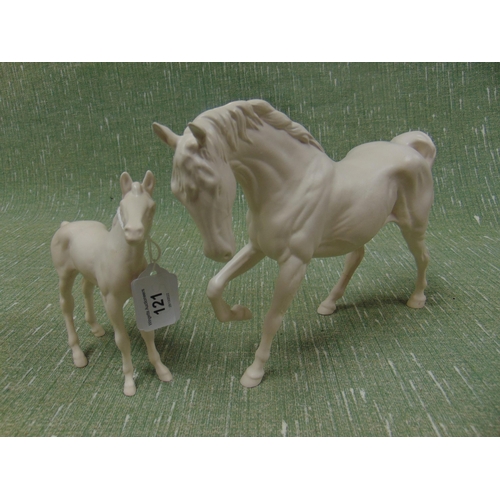 121 - Two matt Beswick horse figures. (f)