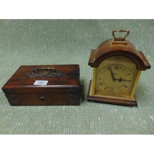 126 - Acctim  mantle clock, together with a metal bound trinket box. (2).