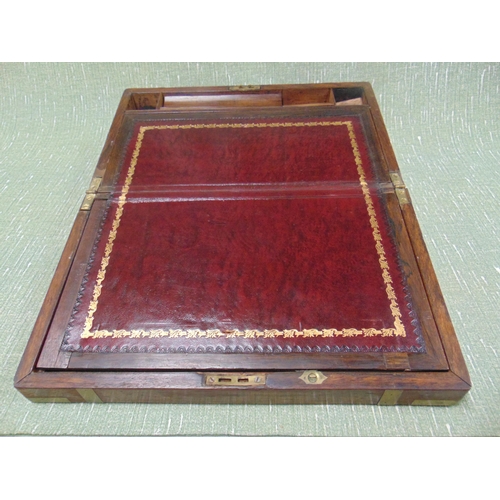 22 - 19th century rosewood brass bound writing box, having lift up lid revealing a fitted interior.6 x 15... 