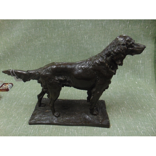 291 - Good Bronze type model of a Setter dog, on rectangular base.  14 x20