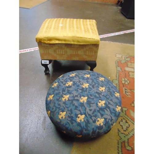 295 - Rectangular box stool, and a circular stool. (2).