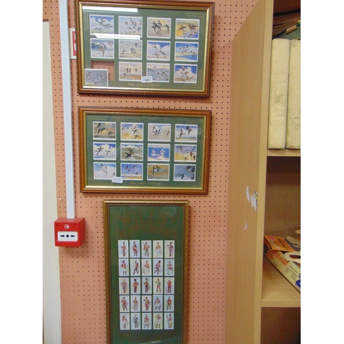 305 - Three sets of framed and glazed reproduction cigarette cards.