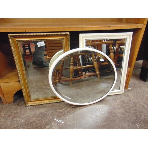 312 - Gilt framed wall mirror, and two others. (3).