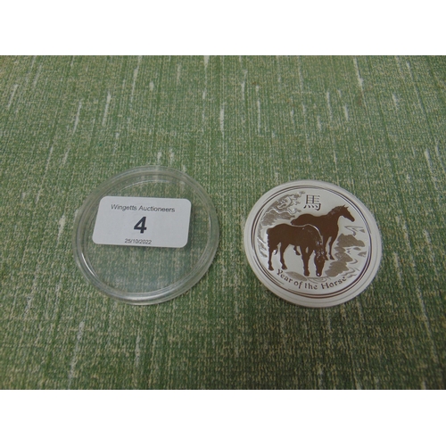 4 - Queen Elizabeth II 2 dollar 2014 2oz 999 silver coin. Year of  the horse.