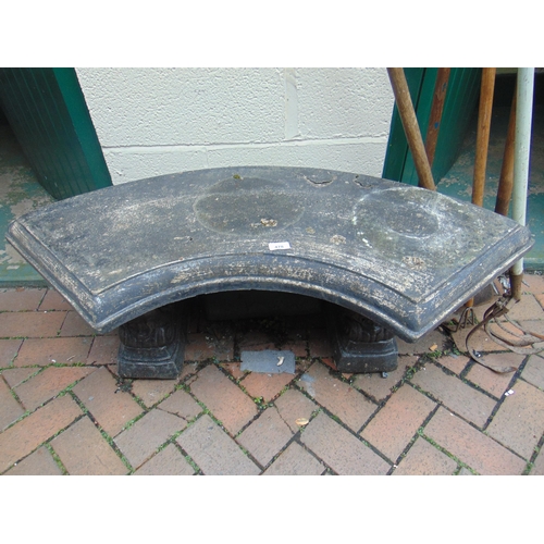 478 - Modern stoneware garden bench, of concave form, 36