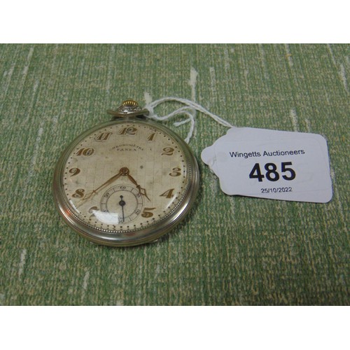 485 - Fantex chronometer pocket watch , contained in a plated case and having Arabic numerals.