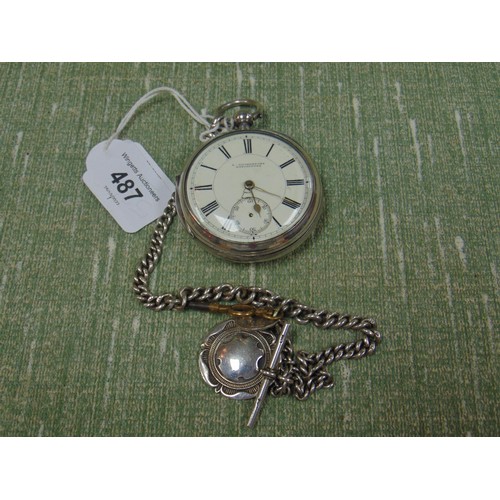 487 - A.Livingstone Manchester , silver cased pocket watch, maker Isaac Jabez Theo Newsome , Chester 1891.... 