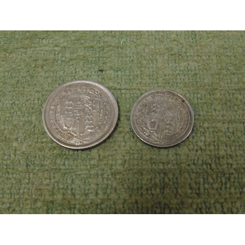 197 - George III shilling 1820 and sixpence 1817. GVF / EF condition.