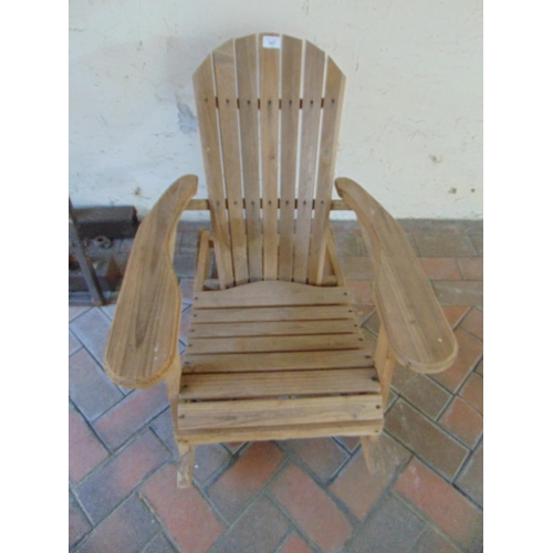 347 - Wooden slatted garden rocking chair.