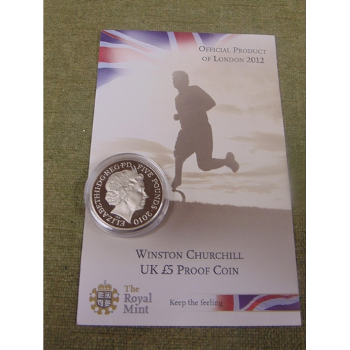 370 - Winston Churchill 2012 proof £5 coin with C.A.O.