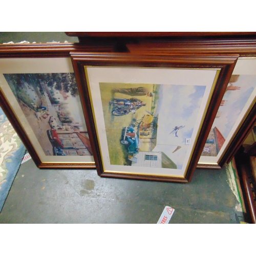 464 - Keith Walsh , five framed and glazed limited edition colour prints, vintage motoring scenes, each si... 