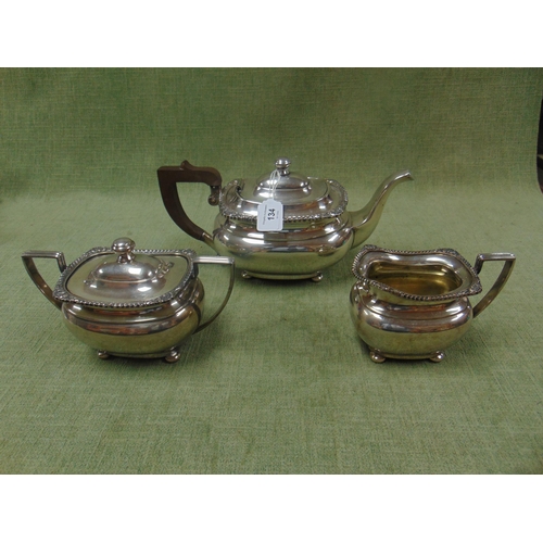 134 - Good quality Sheffield silver plated three piece tea service.