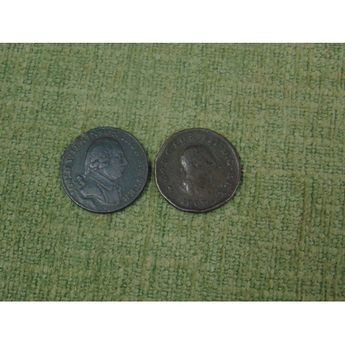 186 - Copper John Wilkinson token and an 1807 George III half penny