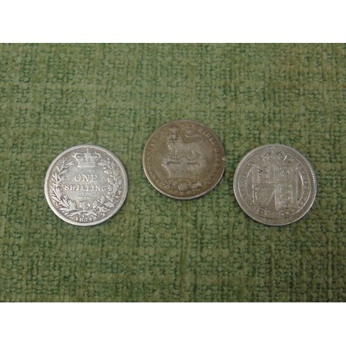 187 - Three silver shillings, George IV, 1826 and Victoria 1872 & 1892.