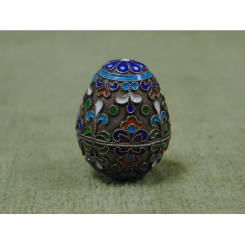 20 - Silver cloisonne miniature egg, marked 925