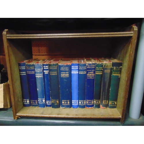 212 - Twelve volumes, Arthur Mee, The Kings England contained in an oak bookcase.