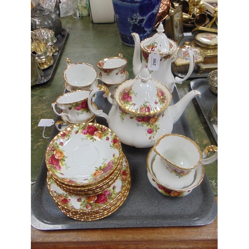 290 - 22 piece Royal Albert old country roses pattern tea set.