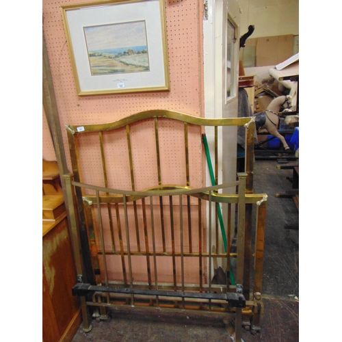 351 - Late 19th century single brass bedstead together with a single brass headboard.