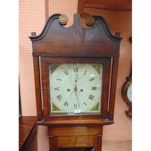 362 - 19th century inlaid oak long case clock , maker Thomas Taylor Ellesmere, having 8 day movement, flor... 