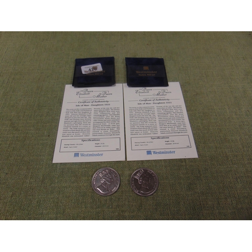 428 - Two Westminster mint Isle of Man 'Daughters 1931' commemorative coins, with certificates.